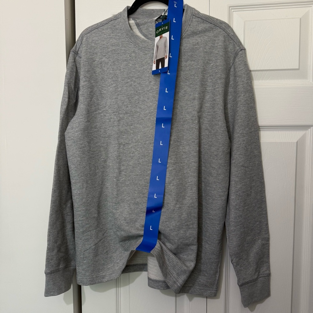 Orvis Long Sleeve Crew Shirt, Gray, Men’s Size Large